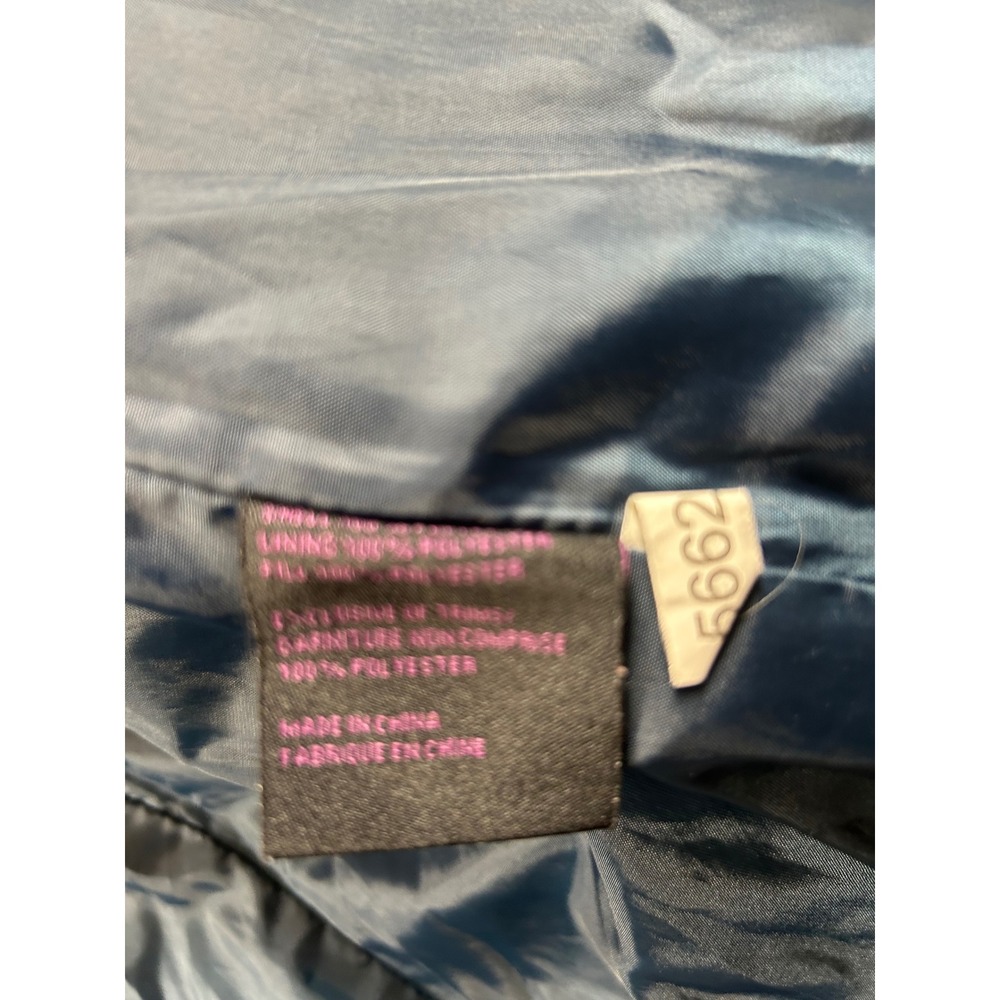 i5 Apparel Women's Quilted Puffer Hooded Jacket Dark Blue Shiny Size‎ L - Picture 6 of 7